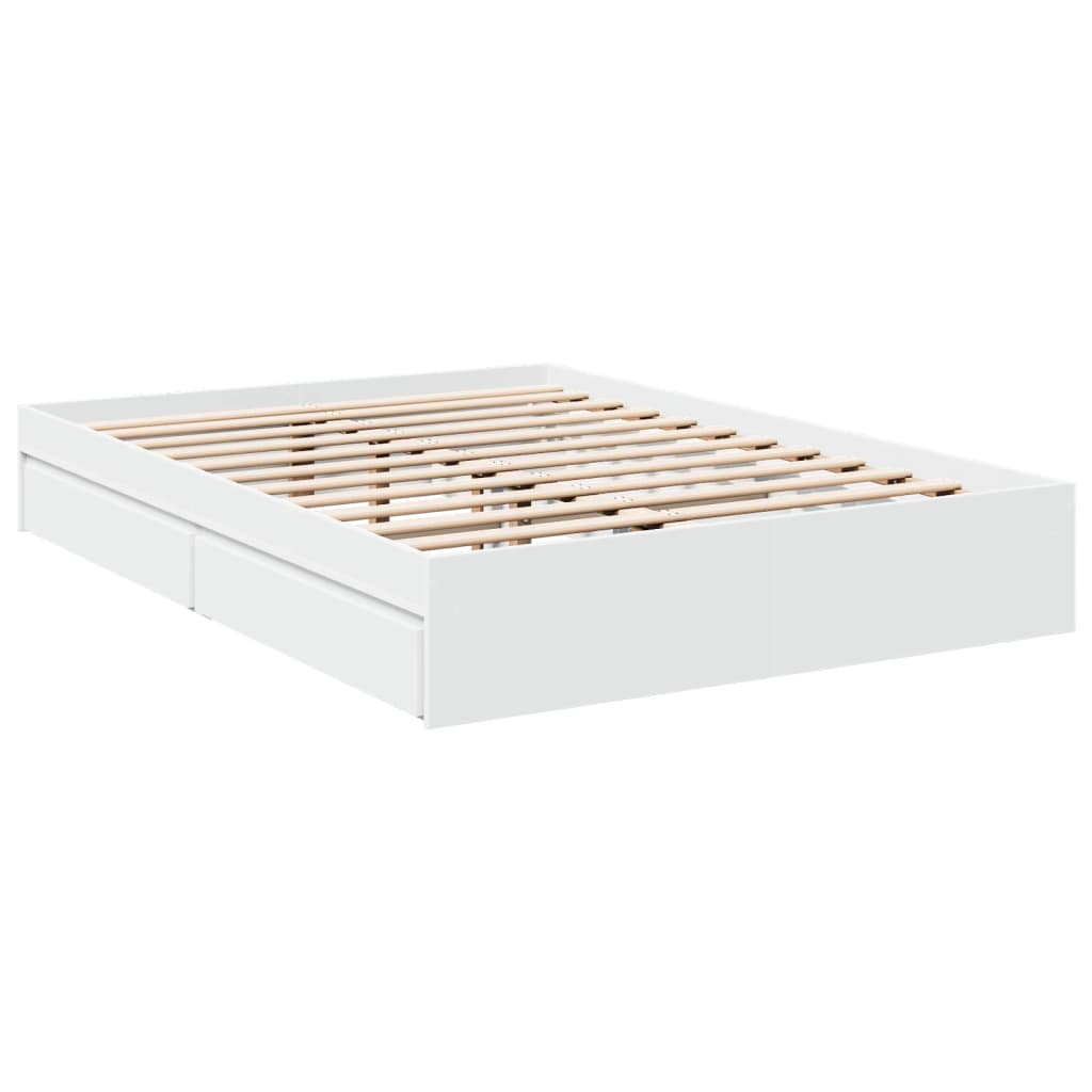 Bedframe met lades bewerkt hout wit 140x200 cm Bedden & bedframes | Creëer jouw Trendy Thuis | Gratis bezorgd & Retour | Trendy.nl