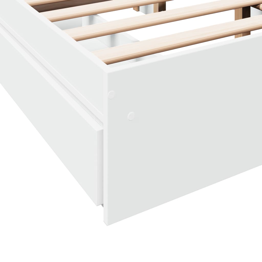 Bedframe met lades bewerkt hout wit 140x200 cm Bedden & bedframes | Creëer jouw Trendy Thuis | Gratis bezorgd & Retour | Trendy.nl