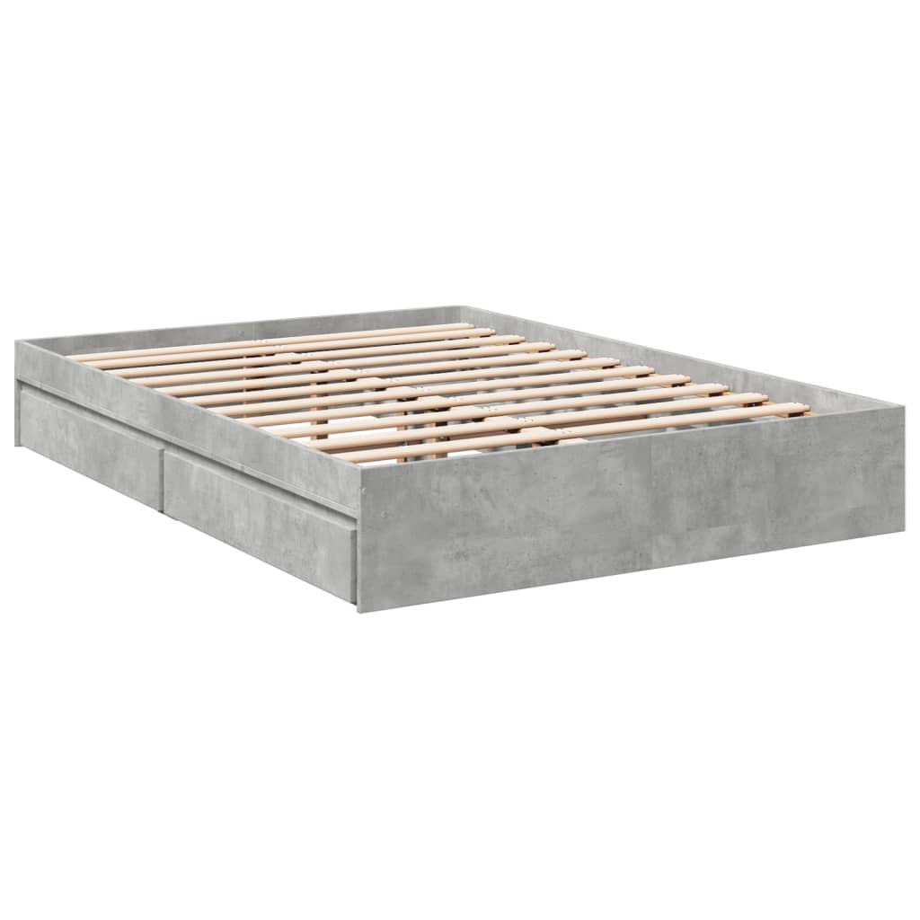 Bedframe met lades bewerkt hout betongrijs 120x200 cm Bedden & bedframes | Creëer jouw Trendy Thuis | Gratis bezorgd & Retour | Trendy.nl