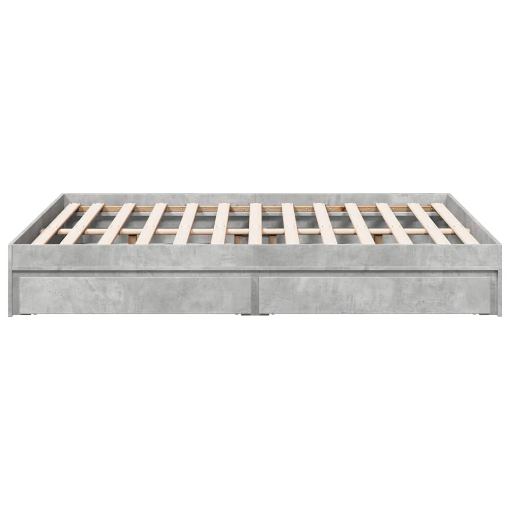 Bedframe met lades bewerkt hout betongrijs 120x200 cm Bedden & bedframes | Creëer jouw Trendy Thuis | Gratis bezorgd & Retour | Trendy.nl