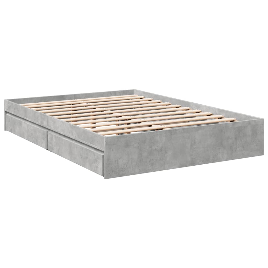 Bedframe met lades bewerkt hout betongrijs 120x200 cm Bedden & bedframes | Creëer jouw Trendy Thuis | Gratis bezorgd & Retour | Trendy.nl