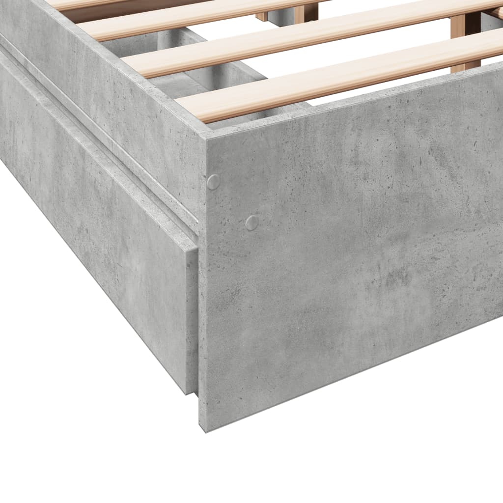 Bedframe met lades bewerkt hout betongrijs 120x200 cm Bedden & bedframes | Creëer jouw Trendy Thuis | Gratis bezorgd & Retour | Trendy.nl