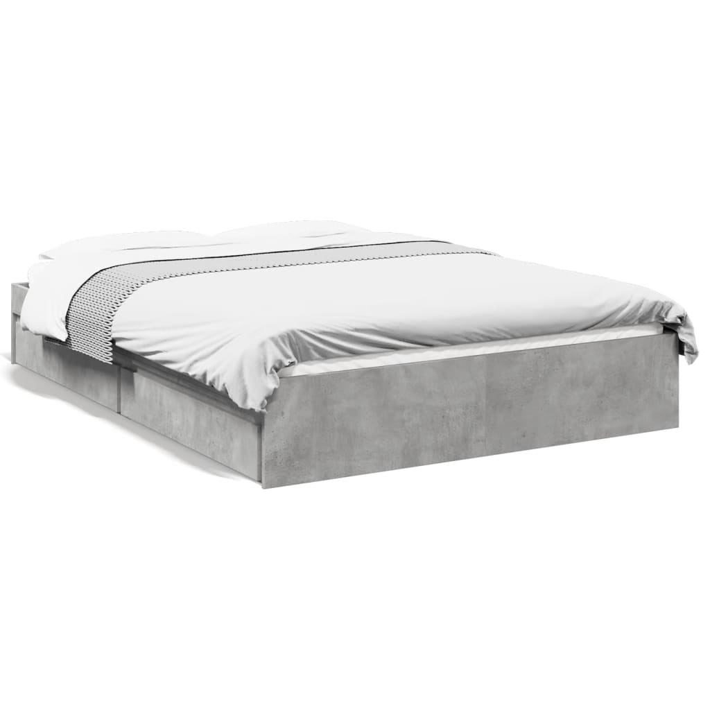 Bedframe met lades bewerkt hout betongrijs 120x200 cm Bedden & bedframes | Creëer jouw Trendy Thuis | Gratis bezorgd & Retour | Trendy.nl