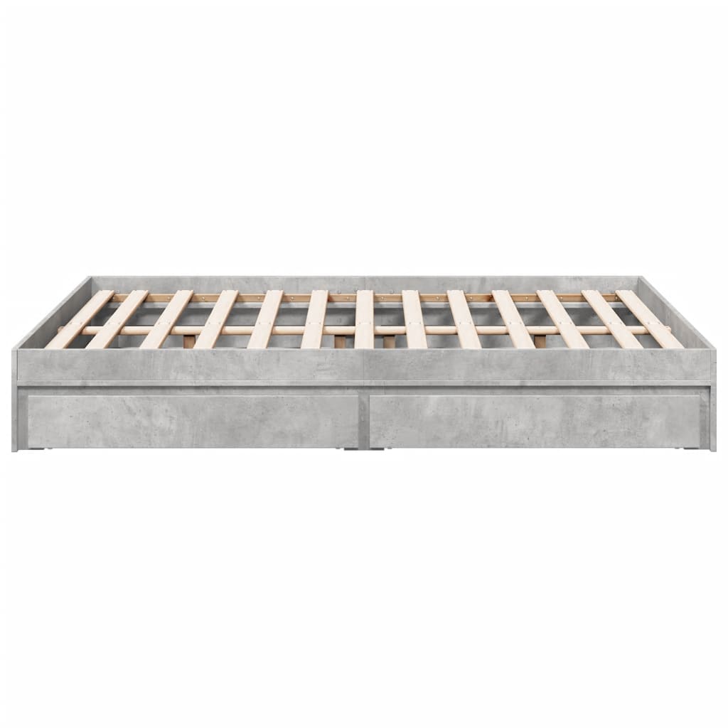 Bedframe met lades bewerkt hout betongrijs 135x190 cm Bedden & bedframes | Creëer jouw Trendy Thuis | Gratis bezorgd & Retour | Trendy.nl