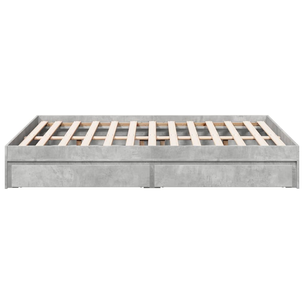 Bedframe met lades bewerkt hout betongrijs 120x190 cm Bedden & bedframes | Creëer jouw Trendy Thuis | Gratis bezorgd & Retour | Trendy.nl