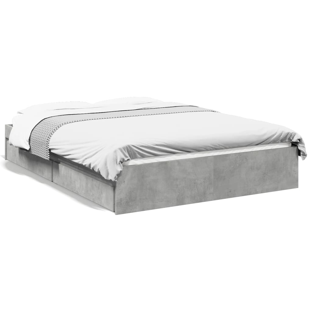 Bedframe met lades bewerkt hout betongrijs 120x190 cm Bedden & bedframes | Creëer jouw Trendy Thuis | Gratis bezorgd & Retour | Trendy.nl