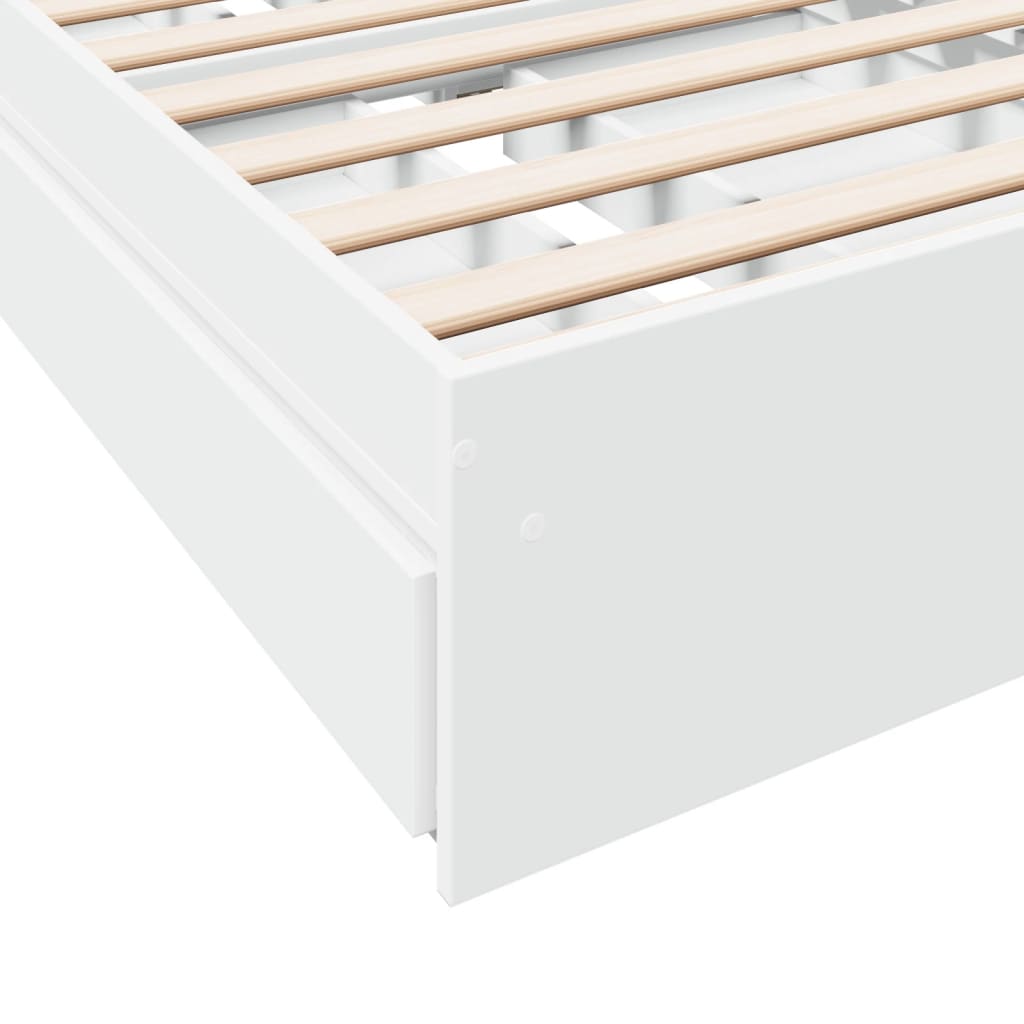 Bedframe met lades bewerkt hout wit 90x190 cm Bedden & bedframes | Creëer jouw Trendy Thuis | Gratis bezorgd & Retour | Trendy.nl