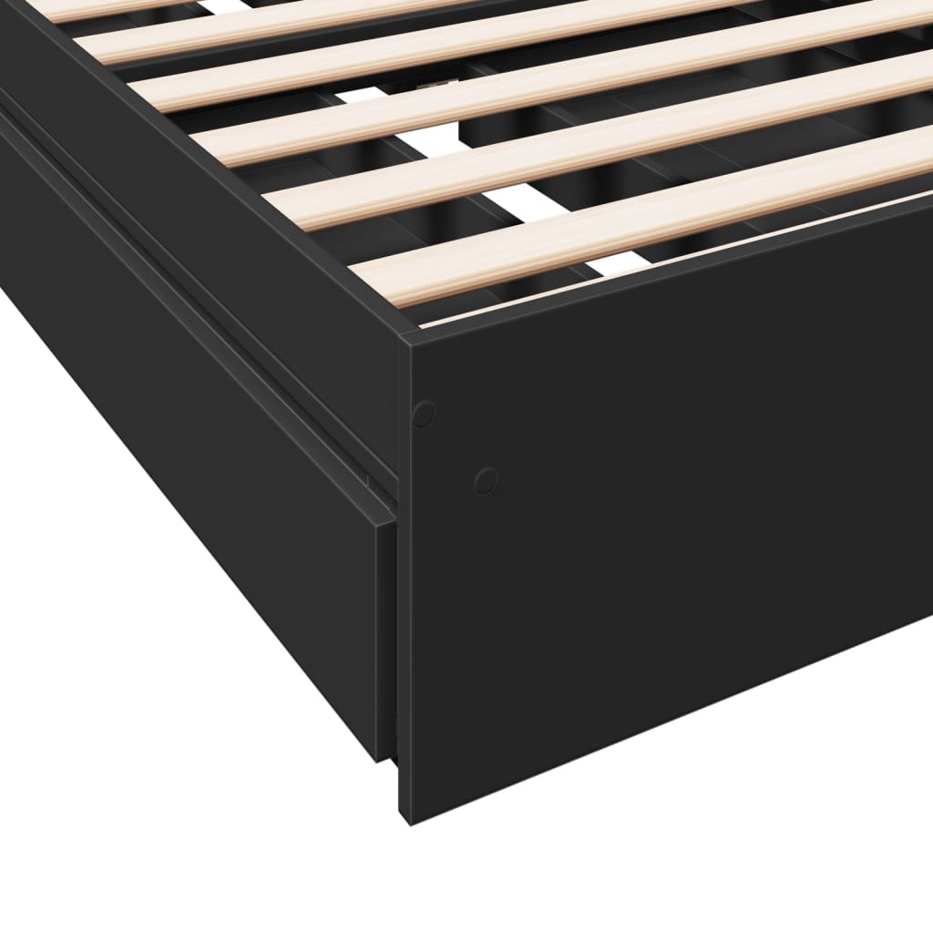 Bedframe met lades bewerkt hout zwart 90x190 cm Bedden & bedframes | Creëer jouw Trendy Thuis | Gratis bezorgd & Retour | Trendy.nl