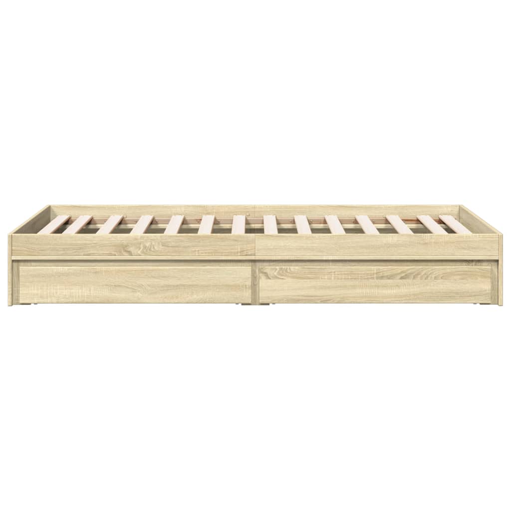 Bedframe met lades bewerkt hout sonoma eikenkleurig 90x190 cm Bedden & bedframes | Creëer jouw Trendy Thuis | Gratis bezorgd & Retour | Trendy.nl