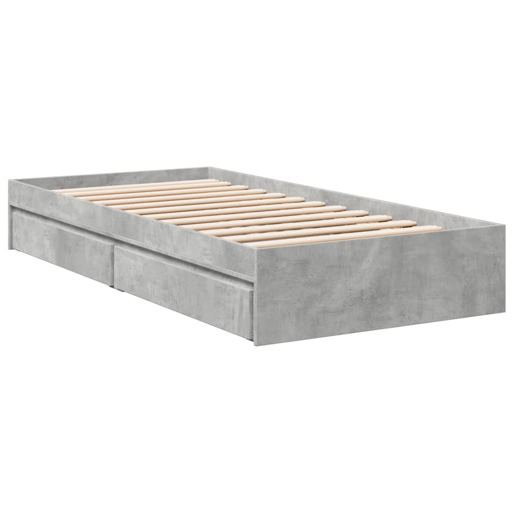 Bedframe met lades bewerkt hout betongrijs 90x190 cm Bedden & bedframes | Creëer jouw Trendy Thuis | Gratis bezorgd & Retour | Trendy.nl