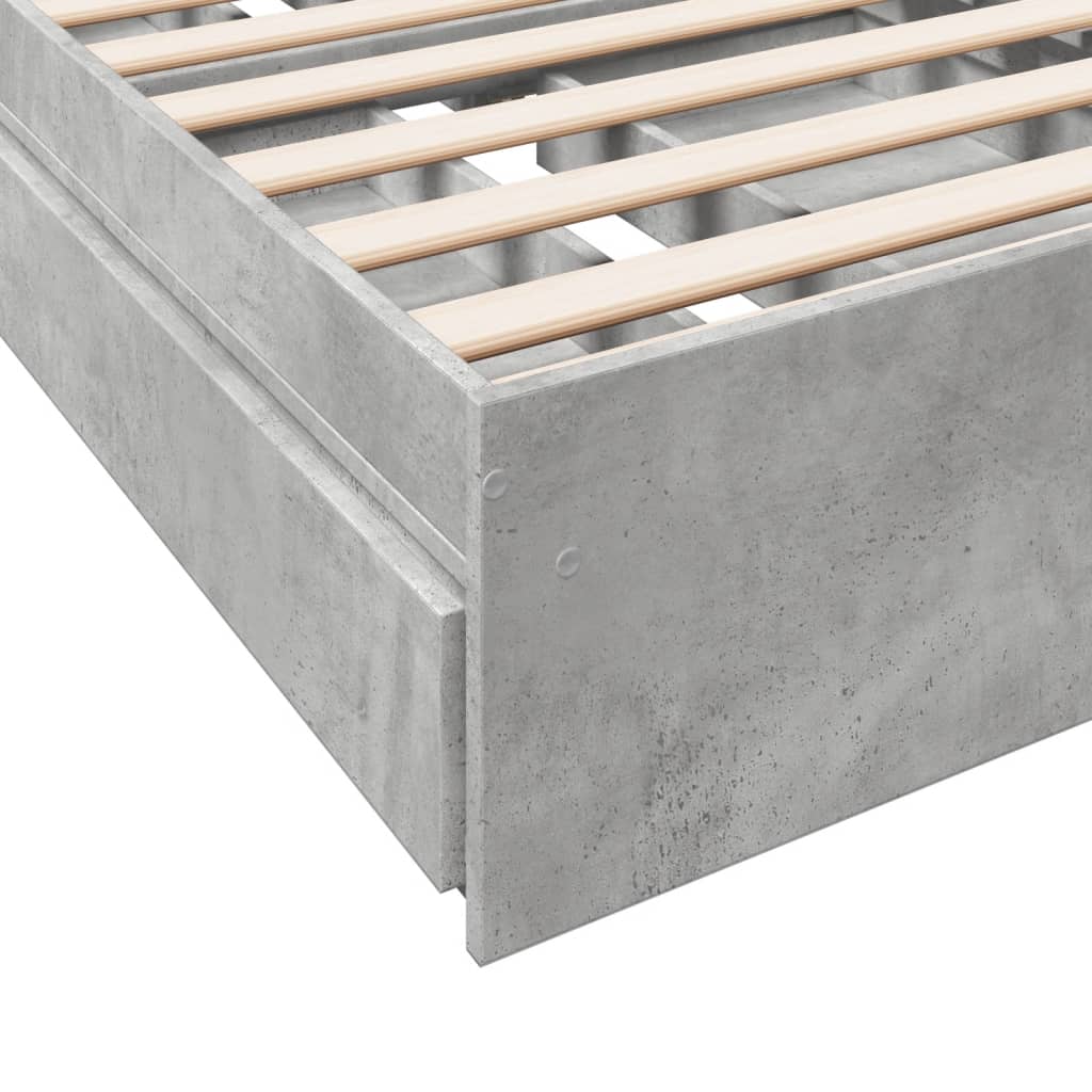 Bedframe met lades bewerkt hout betongrijs 90x190 cm Bedden & bedframes | Creëer jouw Trendy Thuis | Gratis bezorgd & Retour | Trendy.nl