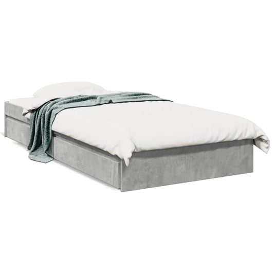 Bedframe met lades bewerkt hout betongrijs 90x190 cm Bedden & bedframes | Creëer jouw Trendy Thuis | Gratis bezorgd & Retour | Trendy.nl