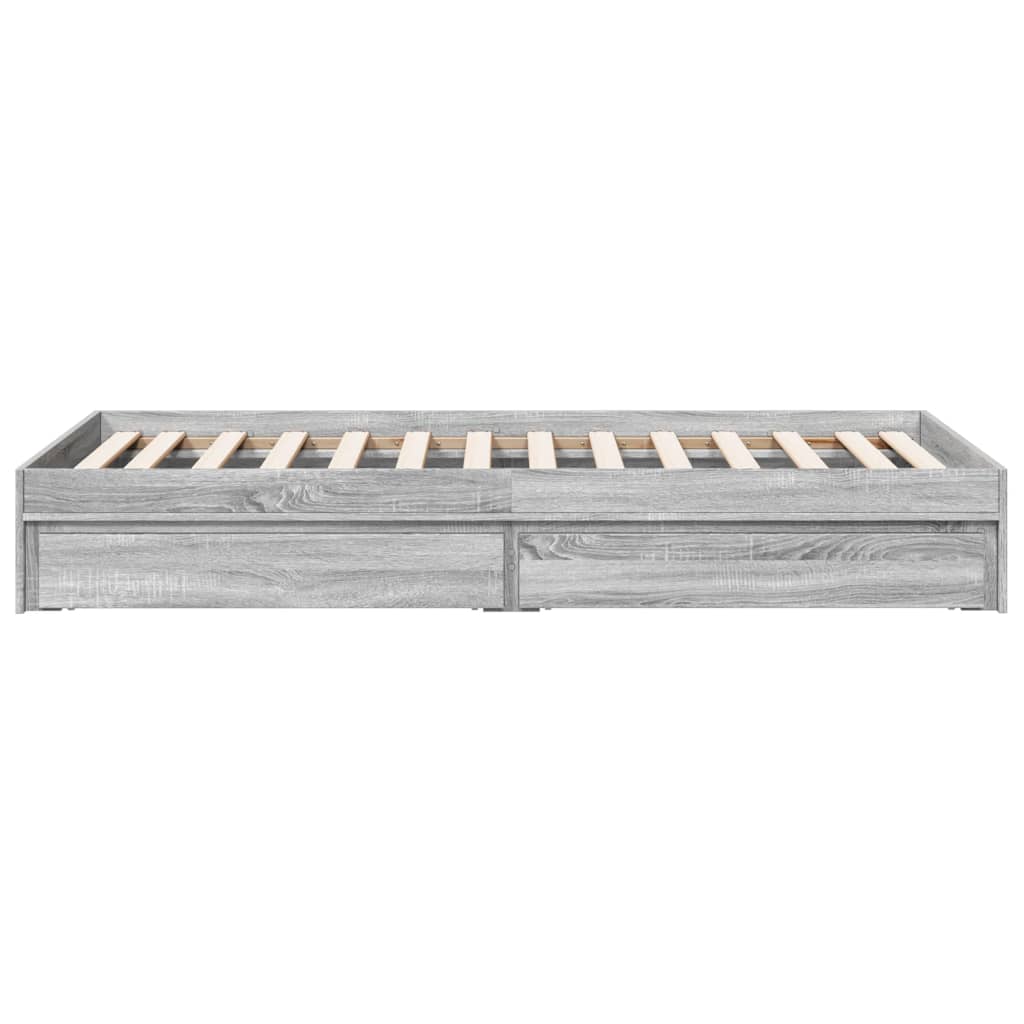 Bedframe met lades bewerkt hout grijs sonoma eiken 90x190 cm Bedden & bedframes | Creëer jouw Trendy Thuis | Gratis bezorgd & Retour | Trendy.nl