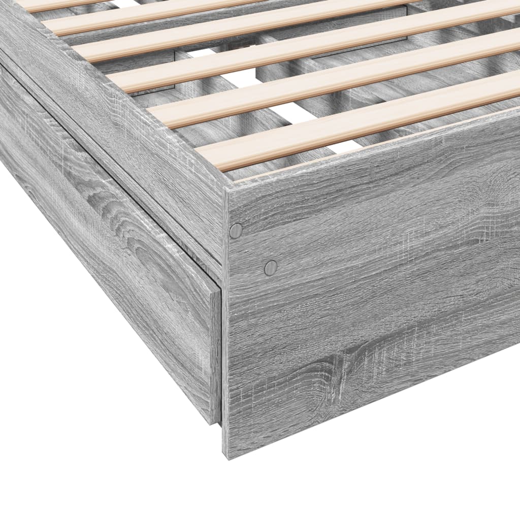 Bedframe met lades bewerkt hout grijs sonoma eiken 90x190 cm Bedden & bedframes | Creëer jouw Trendy Thuis | Gratis bezorgd & Retour | Trendy.nl