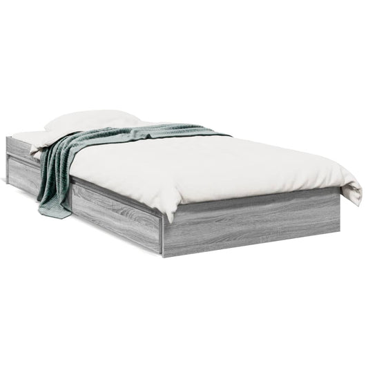 Bedframe met lades bewerkt hout grijs sonoma eiken 90x190 cm Bedden & bedframes | Creëer jouw Trendy Thuis | Gratis bezorgd & Retour | Trendy.nl