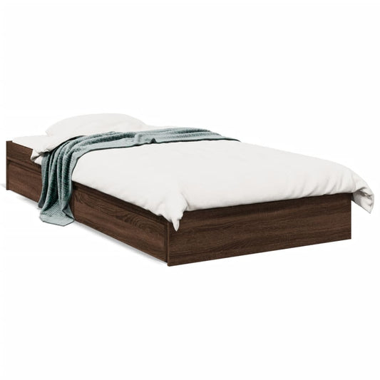 Bedframe met lades bewerkt hout bruin eikenkleurig 90x190 cm Bedden & bedframes | Creëer jouw Trendy Thuis | Gratis bezorgd & Retour | Trendy.nl