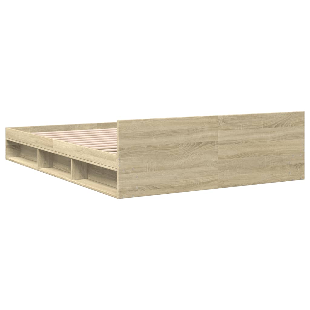 Bedframe met lades bewerkt hout sonoma eikenkleurig 150x200 cm Bedden & bedframes | Creëer jouw Trendy Thuis | Gratis bezorgd & Retour | Trendy.nl