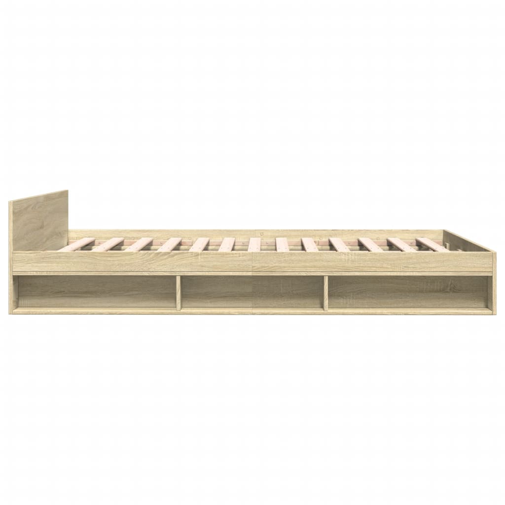 Bedframe met lades bewerkt hout sonoma eikenkleurig 140x200 cm Bedden & bedframes | Creëer jouw Trendy Thuis | Gratis bezorgd & Retour | Trendy.nl