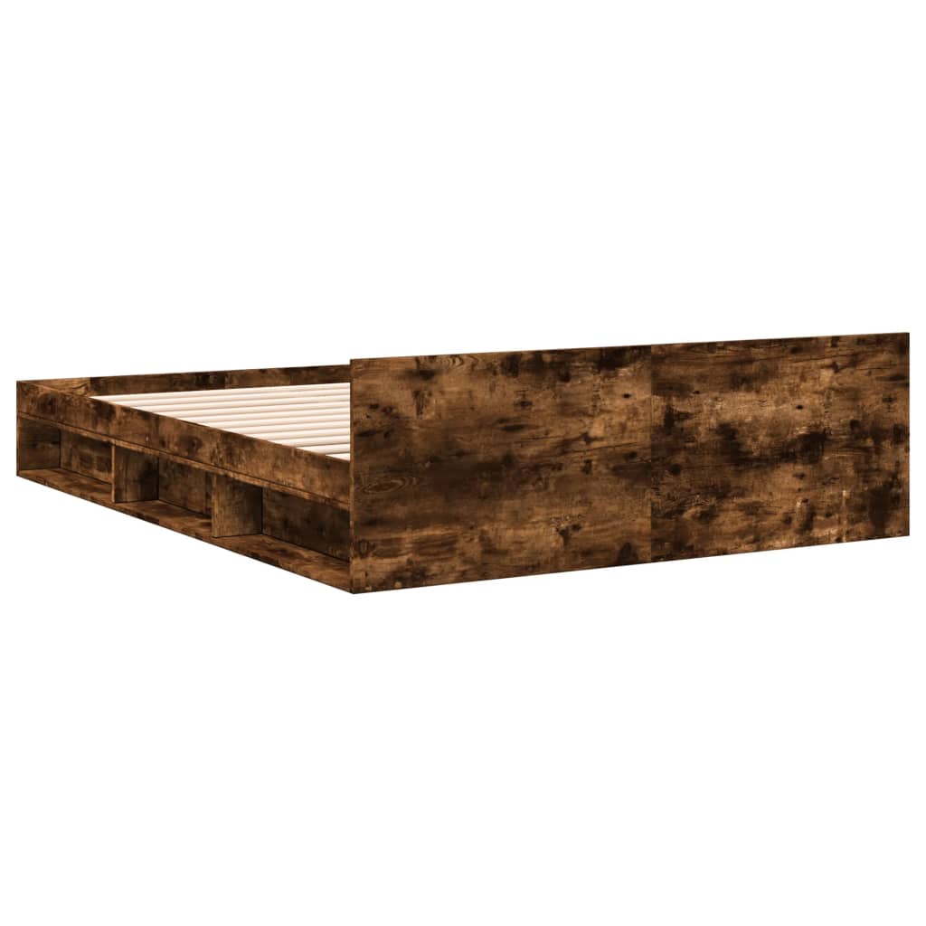 Bedframe met lades bewerkt hout gerookt eikenkleurig 120x200 cm Bedden & bedframes | Creëer jouw Trendy Thuis | Gratis bezorgd & Retour | Trendy.nl