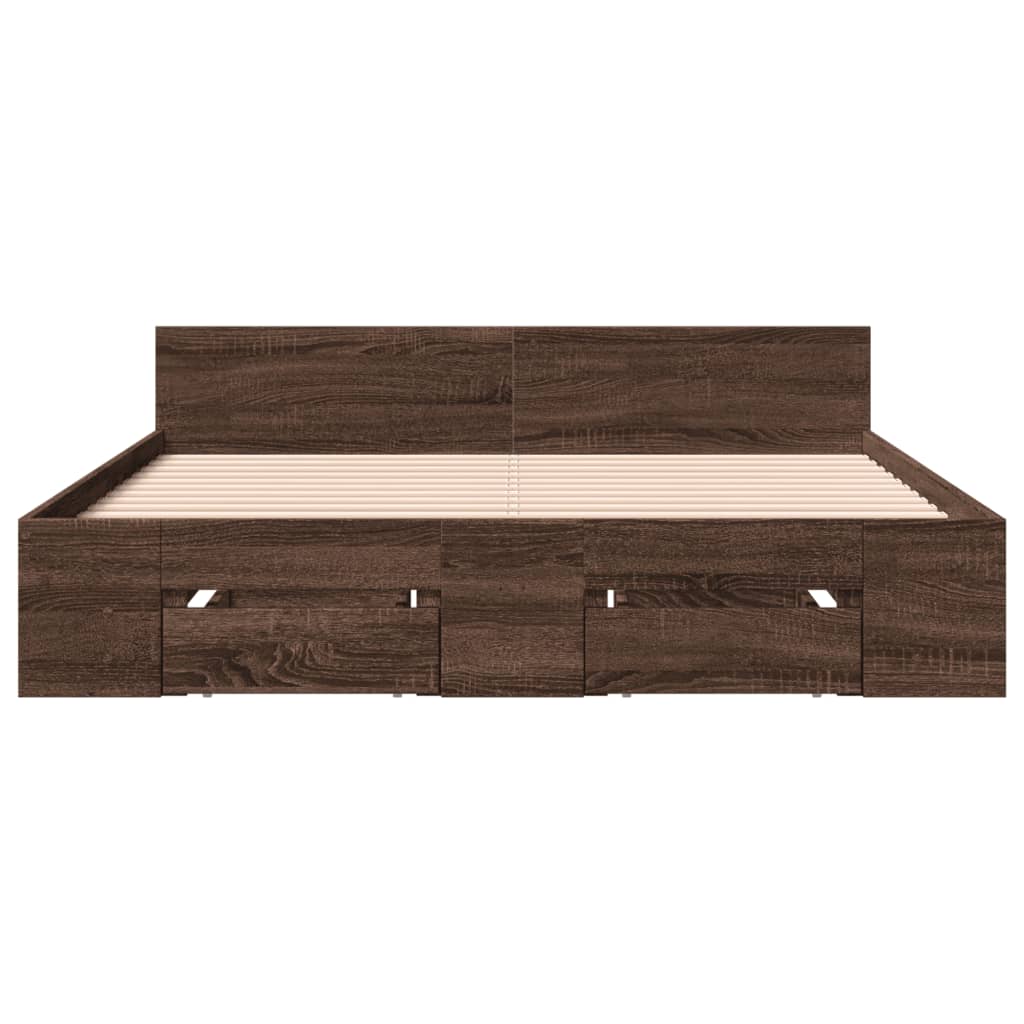 Bedframe met lades bewerkt hout bruin eikenkleurig 120x200 cm Bedden & bedframes | Creëer jouw Trendy Thuis | Gratis bezorgd & Retour | Trendy.nl