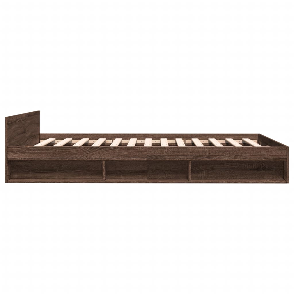 Bedframe met lades bewerkt hout bruin eikenkleurig 120x200 cm Bedden & bedframes | Creëer jouw Trendy Thuis | Gratis bezorgd & Retour | Trendy.nl