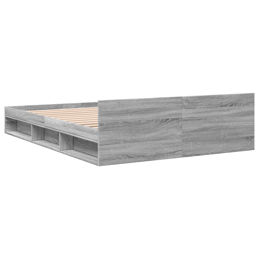 Bedframe met lades bewerkt hout grijs sonoma eiken 140x190 cm Bedden & bedframes | Creëer jouw Trendy Thuis | Gratis bezorgd & Retour | Trendy.nl