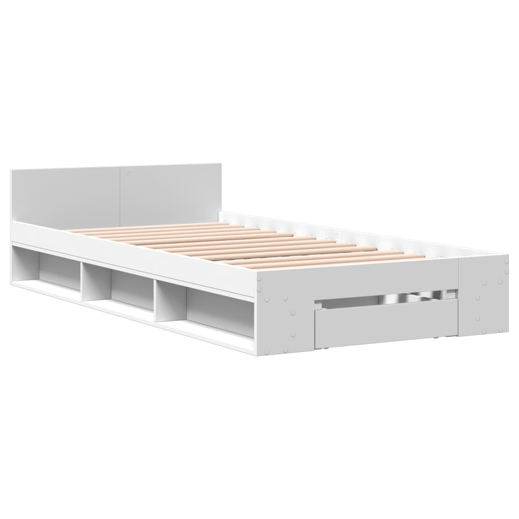 Bedframe met lade bewerkt hout wit 90x190 cm Bedden & bedframes | Creëer jouw Trendy Thuis | Gratis bezorgd & Retour | Trendy.nl