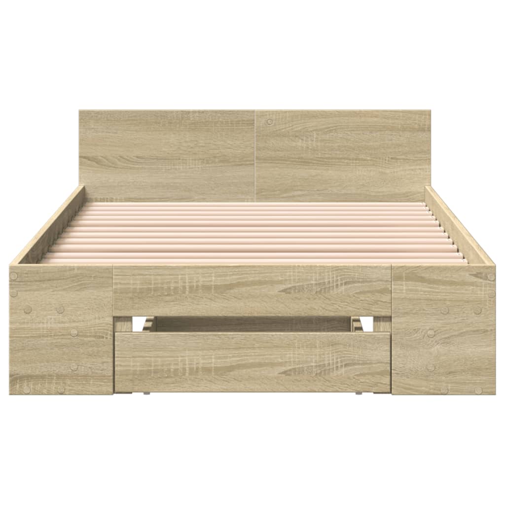 Bedframe met lade bewerkt hout sonoma eikenkleurig 90x190 cm Bedden & bedframes | Creëer jouw Trendy Thuis | Gratis bezorgd & Retour | Trendy.nl