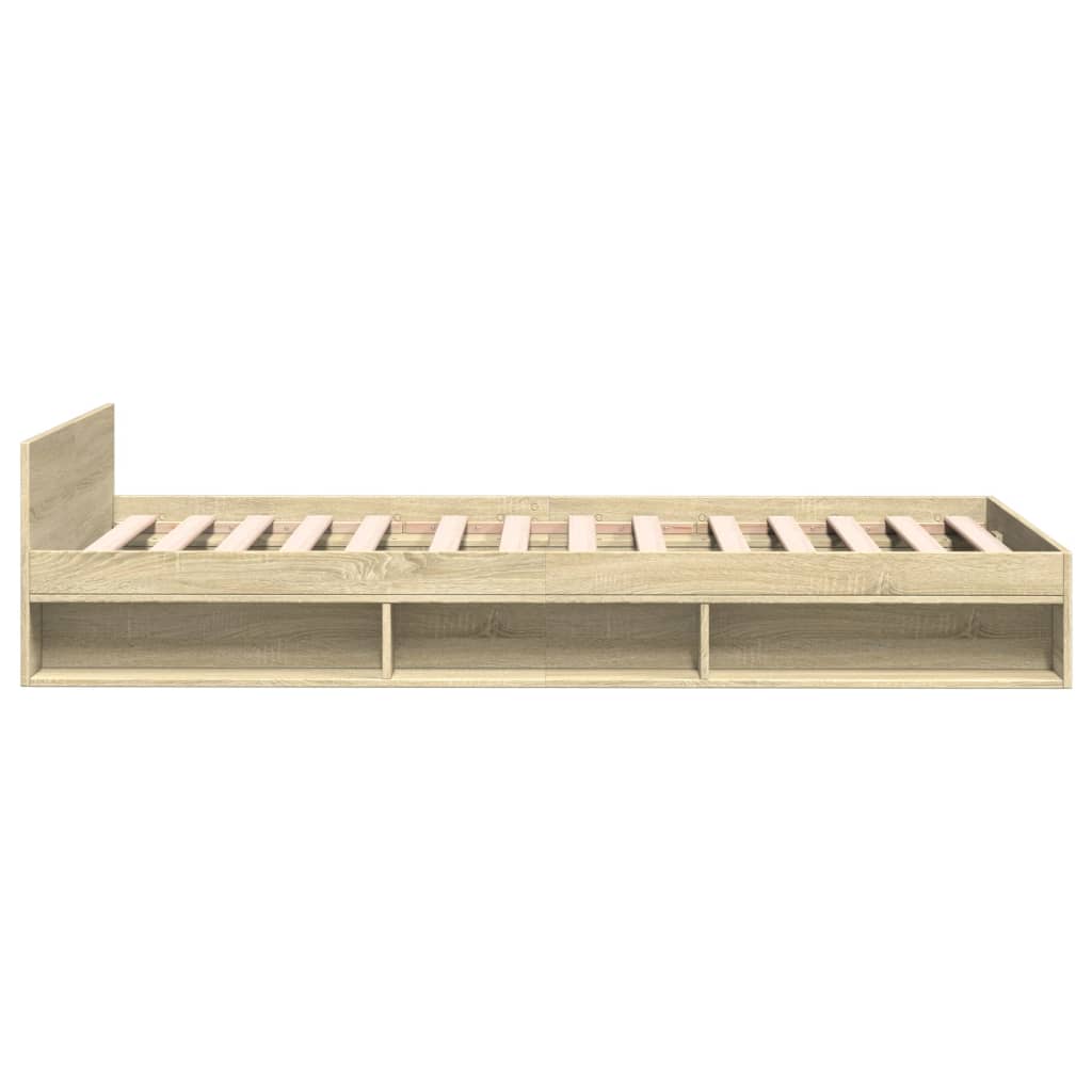 Bedframe met lade bewerkt hout sonoma eikenkleurig 90x190 cm Bedden & bedframes | Creëer jouw Trendy Thuis | Gratis bezorgd & Retour | Trendy.nl