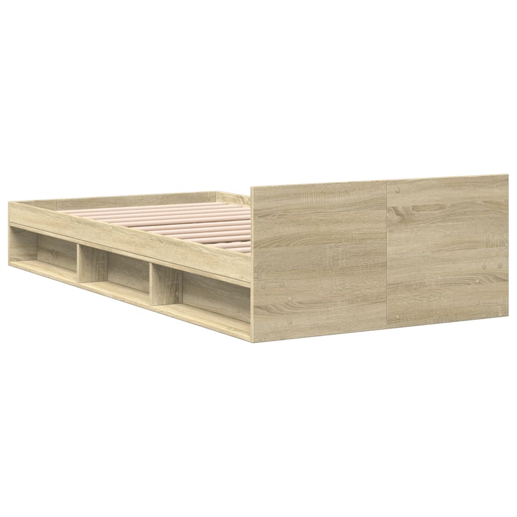 Bedframe met lade bewerkt hout sonoma eikenkleurig 90x190 cm Bedden & bedframes | Creëer jouw Trendy Thuis | Gratis bezorgd & Retour | Trendy.nl