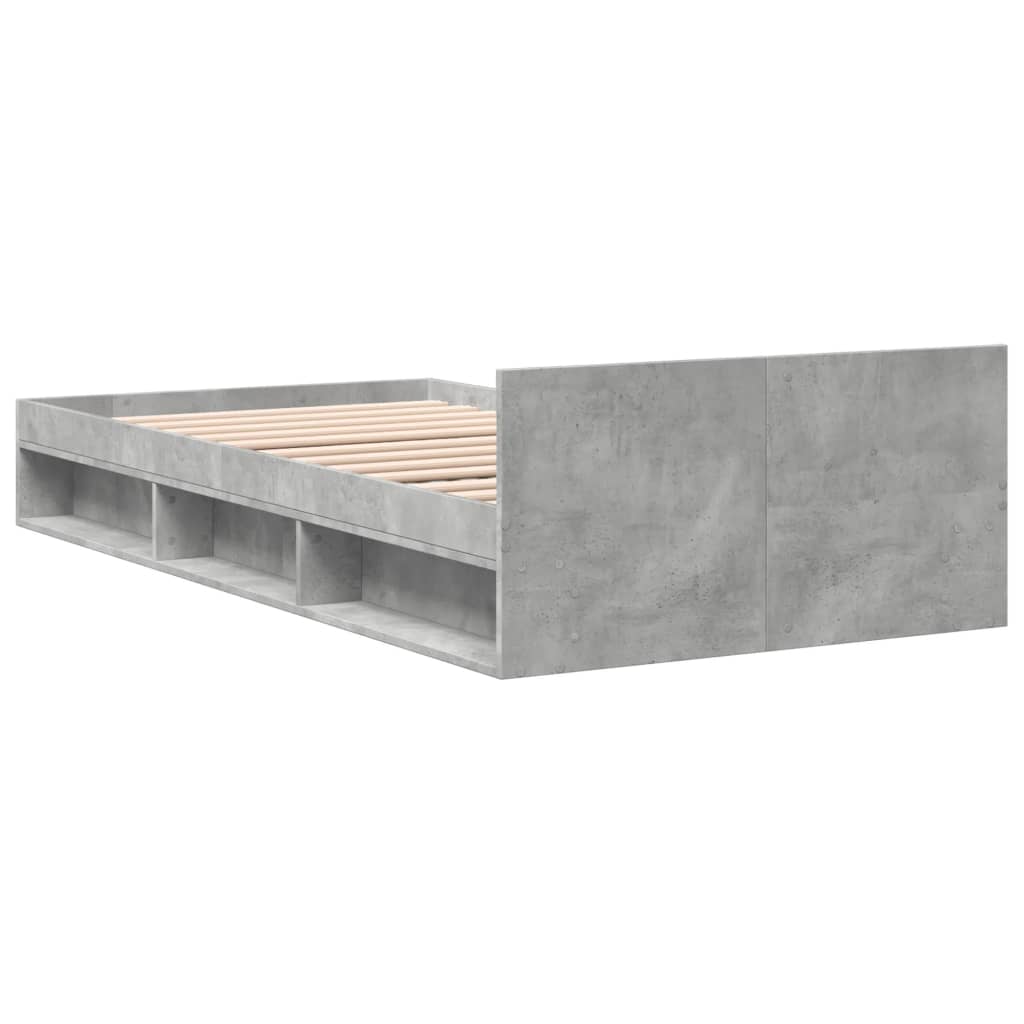 Bedframe met lade bewerkt hout betongrijs 90x190 cm Bedden & bedframes | Creëer jouw Trendy Thuis | Gratis bezorgd & Retour | Trendy.nl