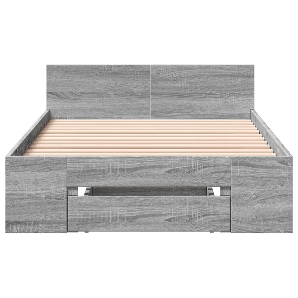 Bedframe met lade bewerkt hout grijs sonoma eiken 90x190 cm Bedden & bedframes | Creëer jouw Trendy Thuis | Gratis bezorgd & Retour | Trendy.nl