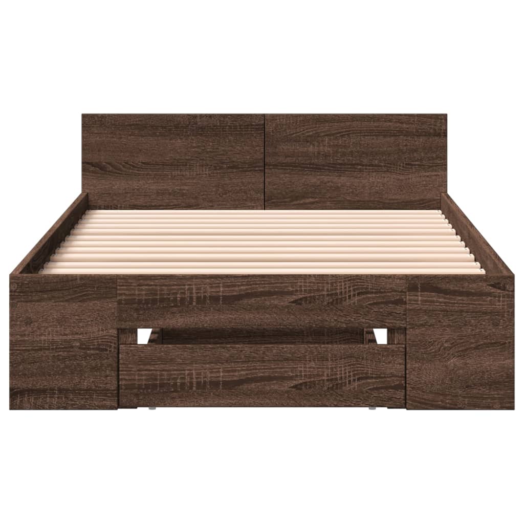 Bedframe met lade bewerkt hout bruin eikenkleurig 90x190 cm Bedden & bedframes | Creëer jouw Trendy Thuis | Gratis bezorgd & Retour | Trendy.nl