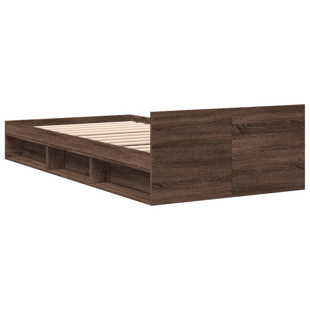 Bedframe met lade bewerkt hout bruin eikenkleurig 90x190 cm Bedden & bedframes | Creëer jouw Trendy Thuis | Gratis bezorgd & Retour | Trendy.nl