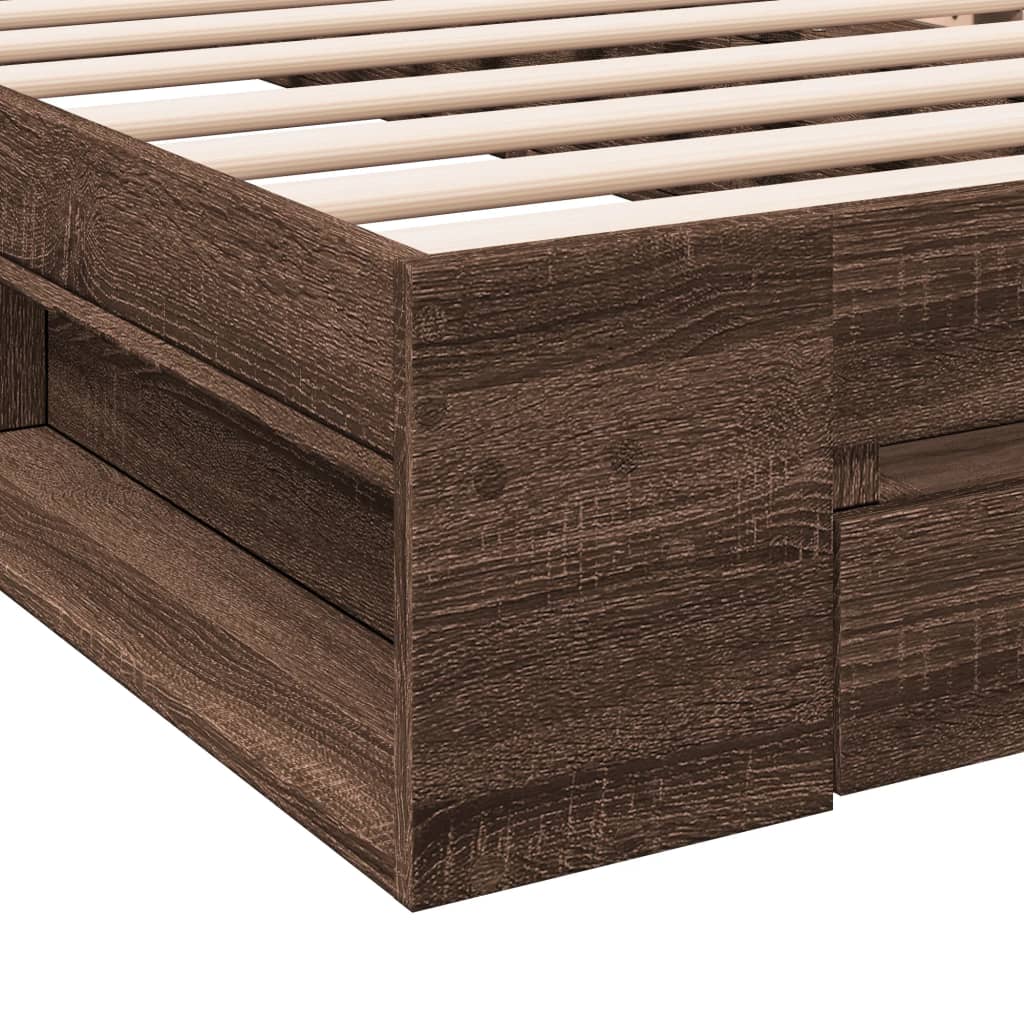 Bedframe met lade bewerkt hout bruin eikenkleurig 90x190 cm Bedden & bedframes | Creëer jouw Trendy Thuis | Gratis bezorgd & Retour | Trendy.nl