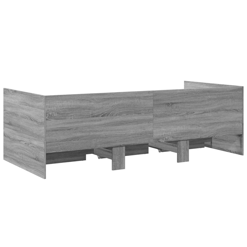 Slaapbank met lades 100x200 cm bewerkt hout grijs sonoma eiken Bedden & bedframes | Creëer jouw Trendy Thuis | Gratis bezorgd & Retour | Trendy.nl