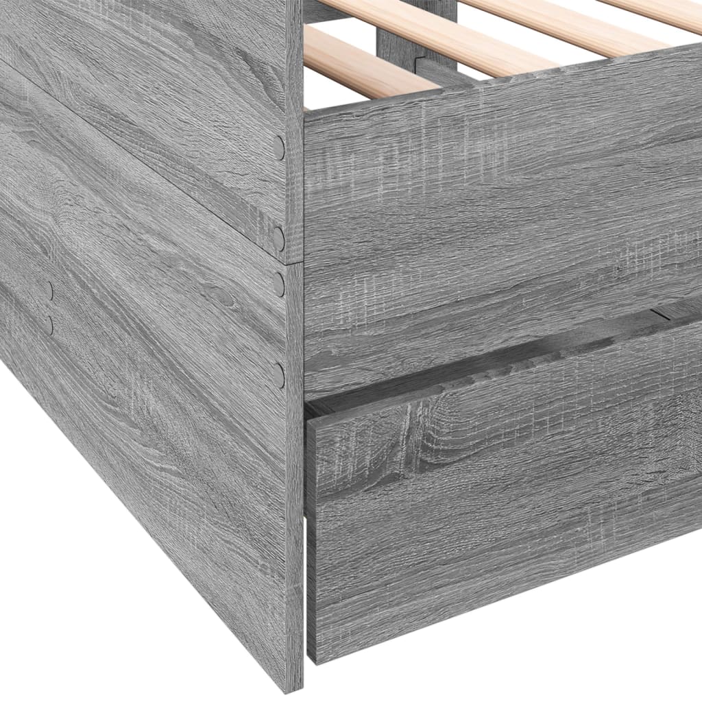 Slaapbank met lades 100x200 cm bewerkt hout grijs sonoma eiken Bedden & bedframes | Creëer jouw Trendy Thuis | Gratis bezorgd & Retour | Trendy.nl