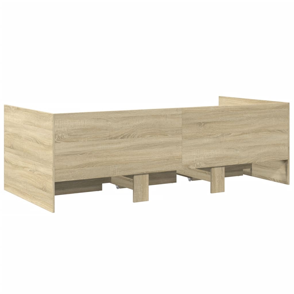 Slaapbank met lades 90x190 cm bewerkt hout sonoma eikenkleurig Bedden & bedframes | Creëer jouw Trendy Thuis | Gratis bezorgd & Retour | Trendy.nl