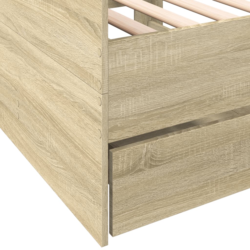 Slaapbank met lades 90x190 cm bewerkt hout sonoma eikenkleurig Bedden & bedframes | Creëer jouw Trendy Thuis | Gratis bezorgd & Retour | Trendy.nl