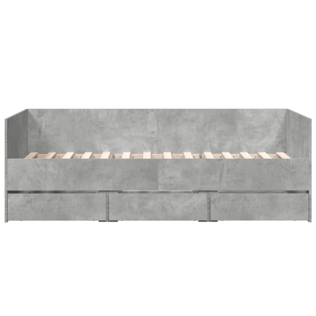 Slaapbank met lades 90x190 cm bewerkt hout betongrijs Bedden & bedframes | Creëer jouw Trendy Thuis | Gratis bezorgd & Retour | Trendy.nl