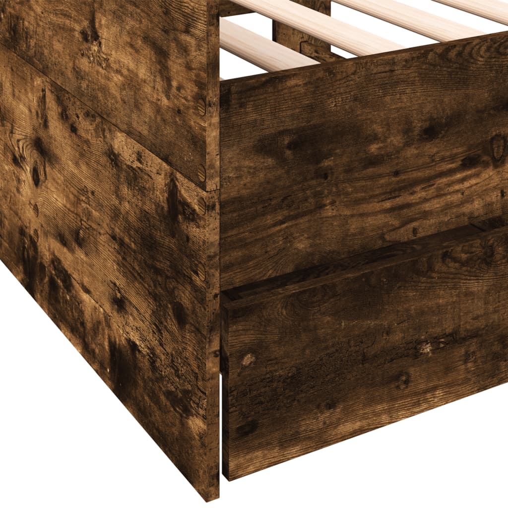 Slaapbank met lades 90x190 cm bewerkt hout gerookt eikenkleurig Bedden & bedframes | Creëer jouw Trendy Thuis | Gratis bezorgd & Retour | Trendy.nl