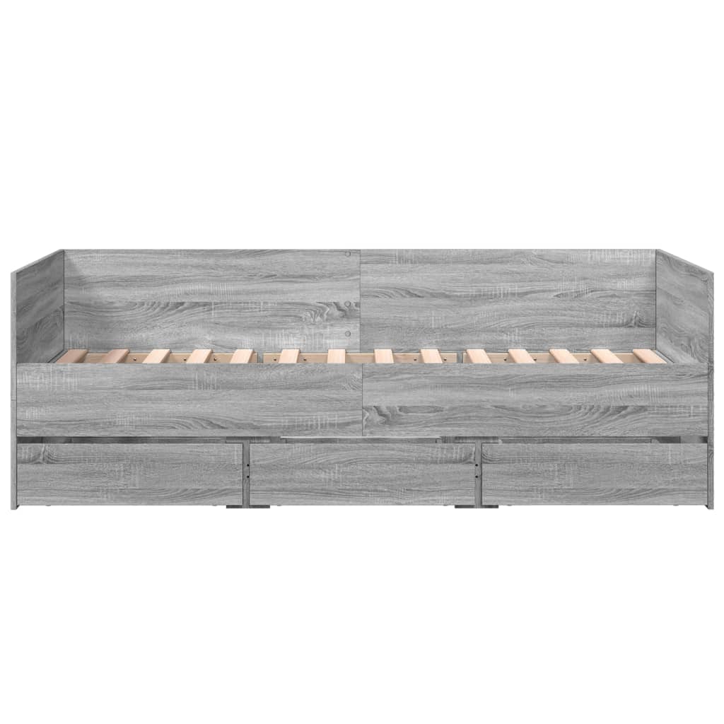 Slaapbank met lades 90x190 cm bewerkt hout grijs sonoma eiken Bedden & bedframes | Creëer jouw Trendy Thuis | Gratis bezorgd & Retour | Trendy.nl