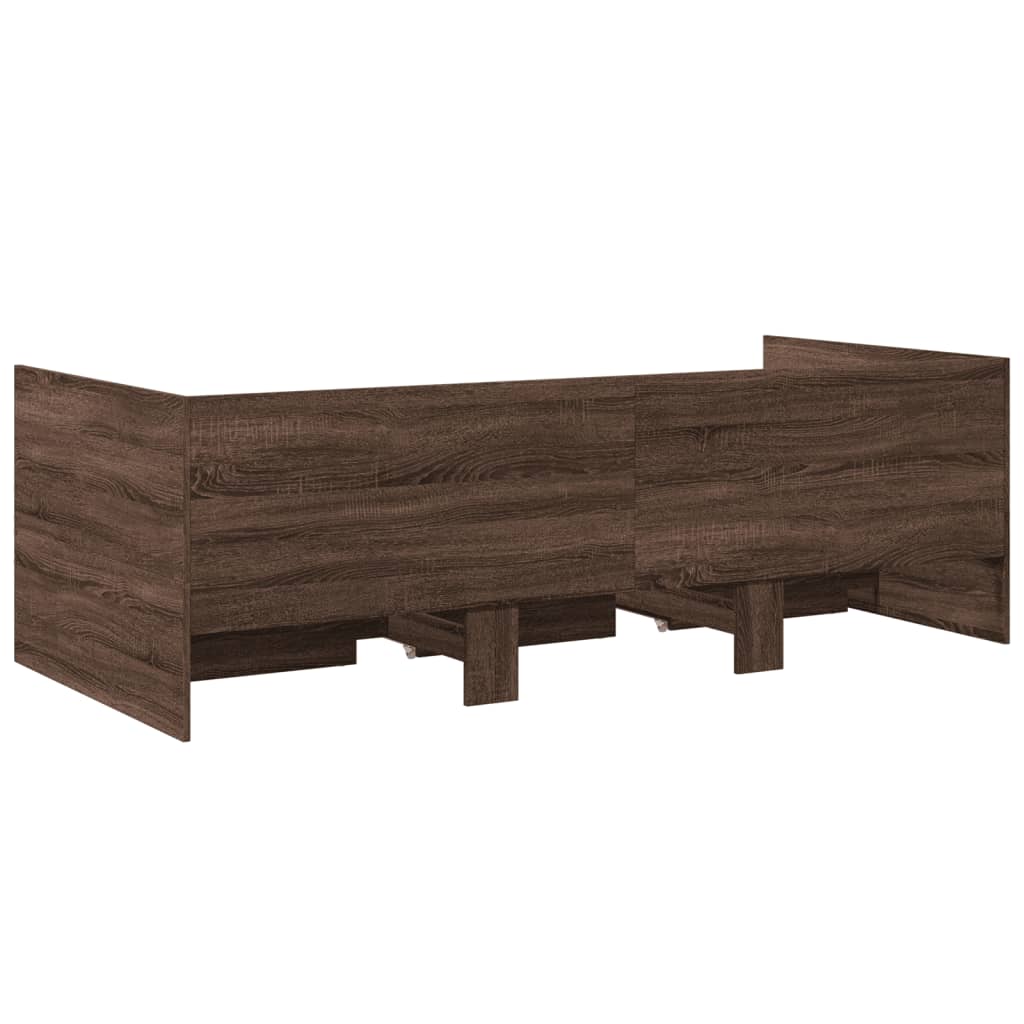 Slaapbank met lades 90x190 cm bewerkt hout bruin eikenkleurig Bedden & bedframes | Creëer jouw Trendy Thuis | Gratis bezorgd & Retour | Trendy.nl