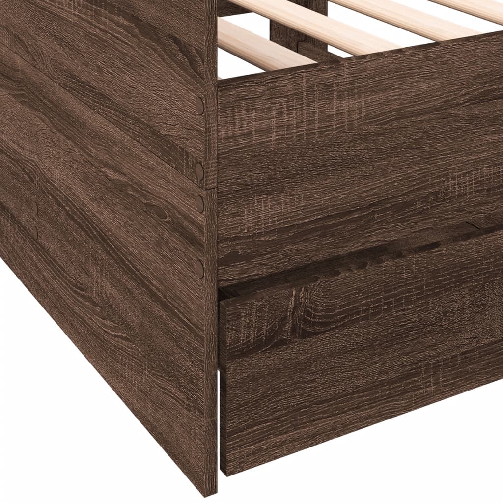 Slaapbank met lades 90x190 cm bewerkt hout bruin eikenkleurig Bedden & bedframes | Creëer jouw Trendy Thuis | Gratis bezorgd & Retour | Trendy.nl