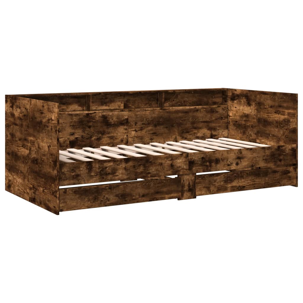 Slaapbank met lades 90x190 cm bewerkt hout gerookt eikenkleurig Bedden & bedframes | Creëer jouw Trendy Thuis | Gratis bezorgd & Retour | Trendy.nl