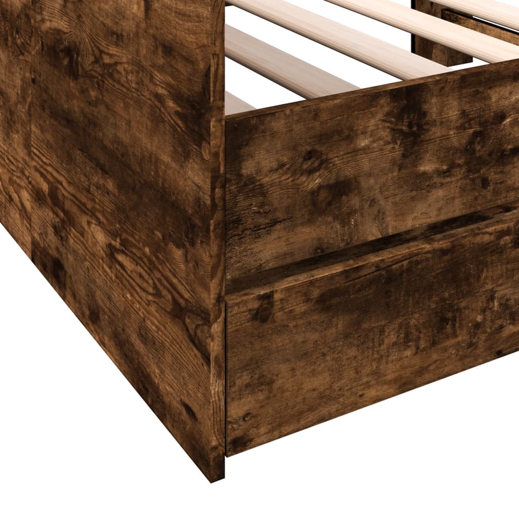 Slaapbank met lades 90x190 cm bewerkt hout gerookt eikenkleurig Bedden & bedframes | Creëer jouw Trendy Thuis | Gratis bezorgd & Retour | Trendy.nl