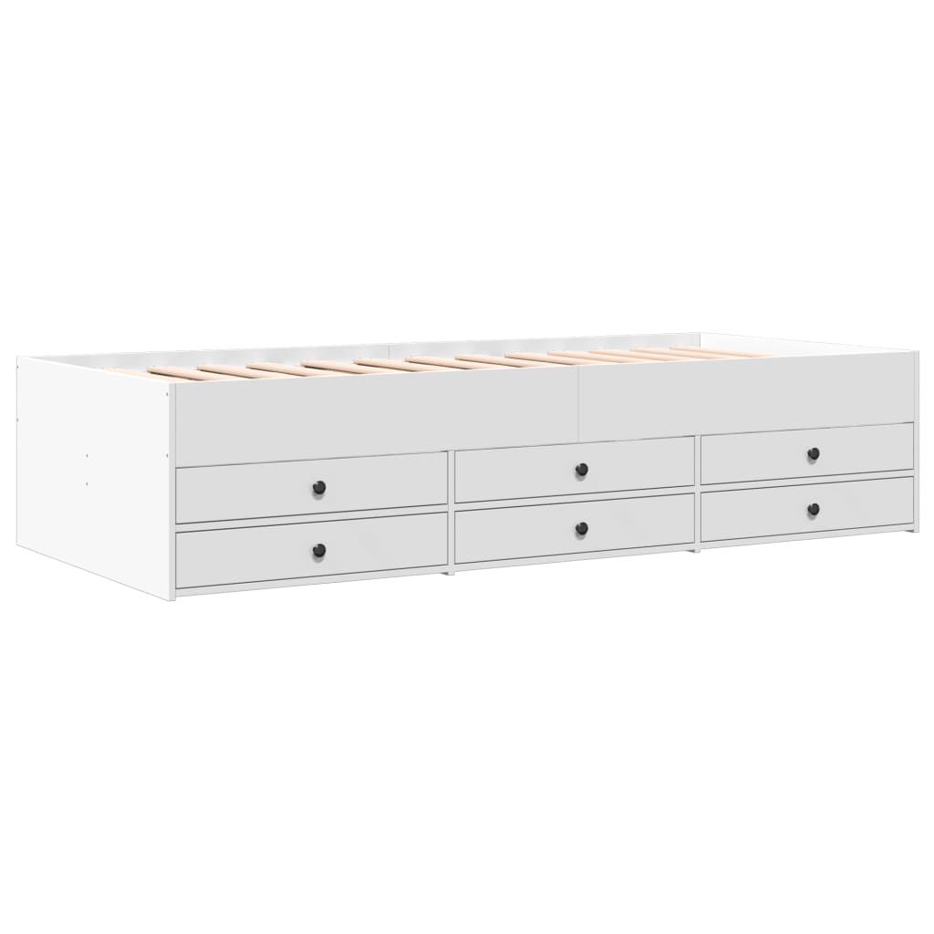 Slaapbank met lades 90x190 cm bewerkt hout wit Bedden & bedframes | Creëer jouw Trendy Thuis | Gratis bezorgd & Retour | Trendy.nl