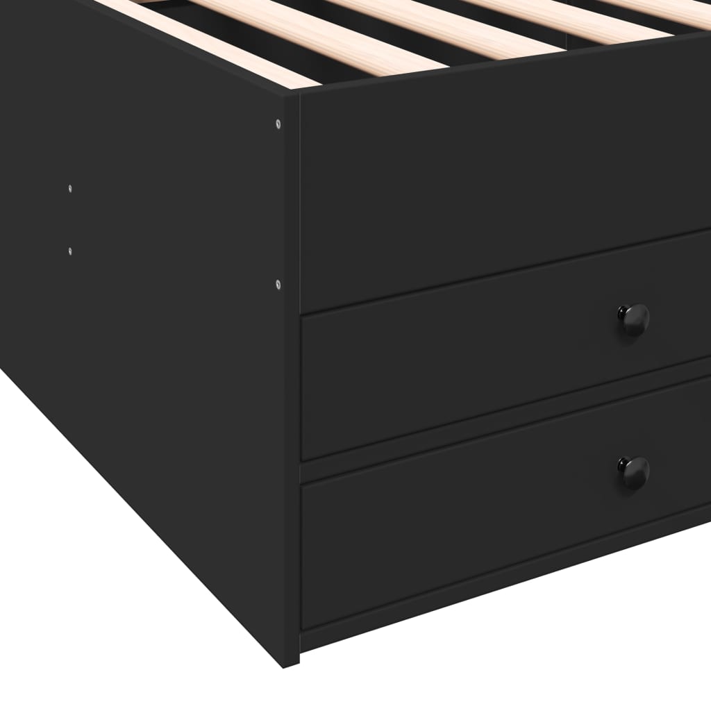 Slaapbank met lades 90x190 cm bewerkt hout zwart Bedden & bedframes | Creëer jouw Trendy Thuis | Gratis bezorgd & Retour | Trendy.nl