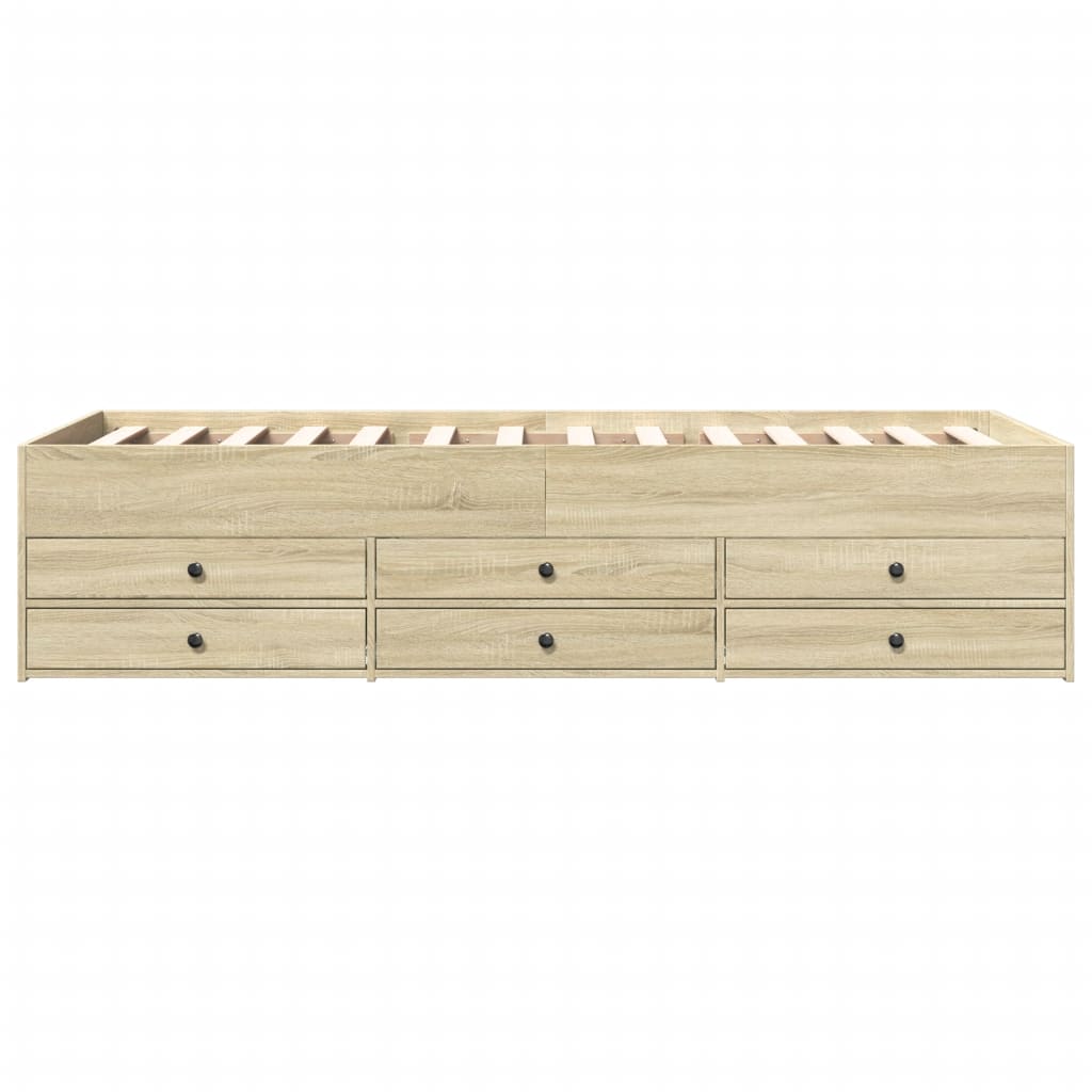 Slaapbank met lades 90x190 cm bewerkt hout sonoma eikenkleurig Bedden & bedframes | Creëer jouw Trendy Thuis | Gratis bezorgd & Retour | Trendy.nl