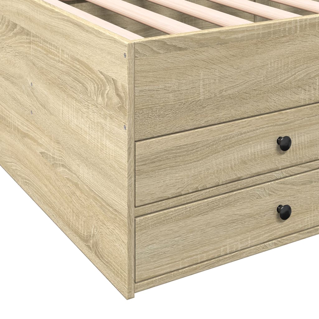 Slaapbank met lades 90x190 cm bewerkt hout sonoma eikenkleurig Bedden & bedframes | Creëer jouw Trendy Thuis | Gratis bezorgd & Retour | Trendy.nl